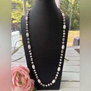 Vintage J. Crew Necklace White Beads and Rhinestones